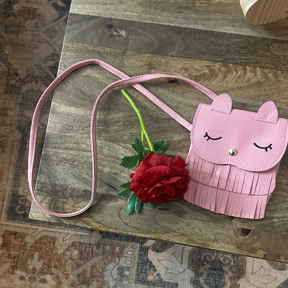 Pink Fringe Kids Crossbody Bag